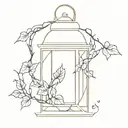 lantern with some ivy vines tattoo design idea