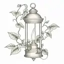 lantern with some ivy vines tattoo design idea