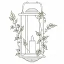 lantern with some ivy vines tattoo design idea
