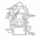 lantern with some ivy vines tattoo design idea