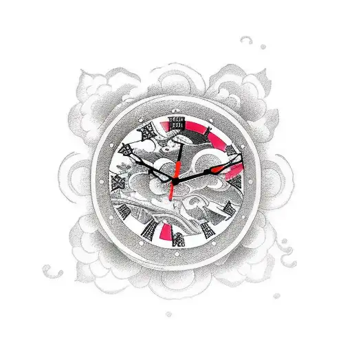 pocket clock daughter birthday  tattoo design idea