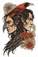 Crow and brandon lee face profile holding tattoo design idea