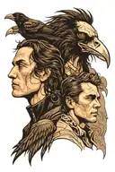 Crow and brandon lee face profile holding tattoo design idea