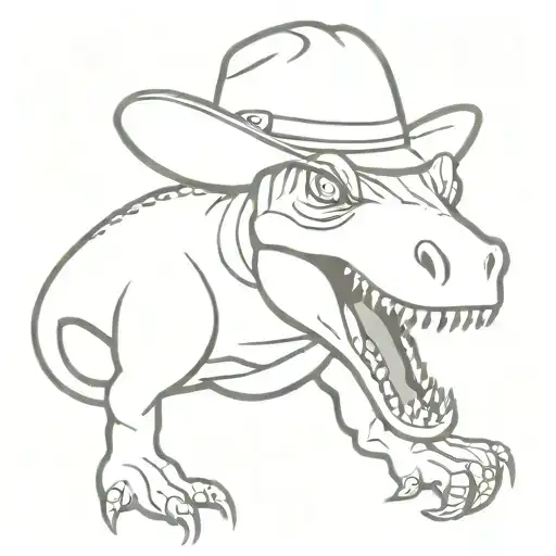dino wearing cowboy hat tattoo design idea