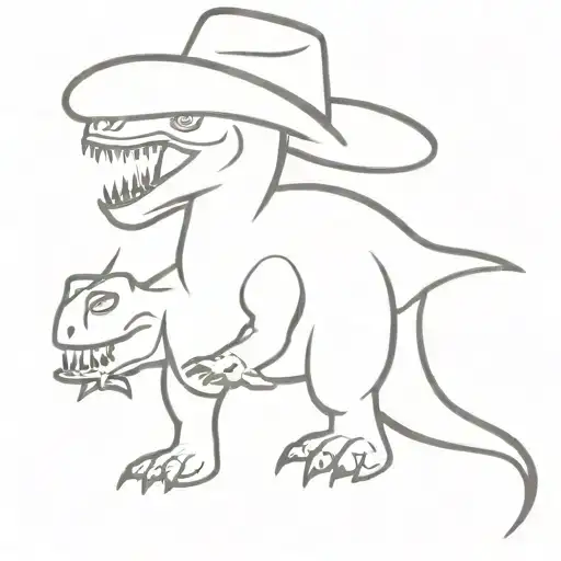 dinosaur wearing cowboy hat tattoo design idea