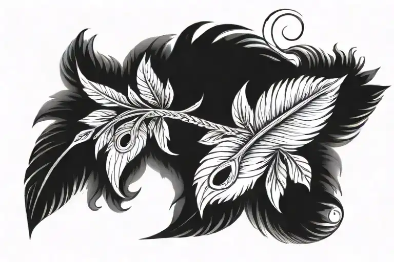feather and infinity symbol tattoo design idea