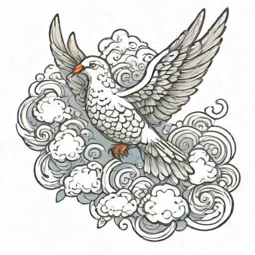 dove in clouds  tattoo design idea