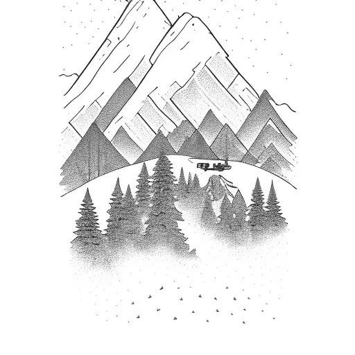 outdoors mountains trees lakes fishing space snowmobiles tattoo design idea