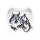 Tasmanian devil and red panda sitting on branch together tattoo design idea