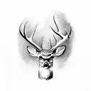 white tail deer with bird on antler  tattoo design idea