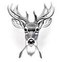 white tail deer with bird on antler  tattoo design idea