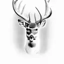 white tail deer with bird on antler  tattoo design idea