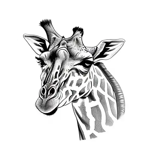 Giraffe with astronaut helmet tattoo design idea