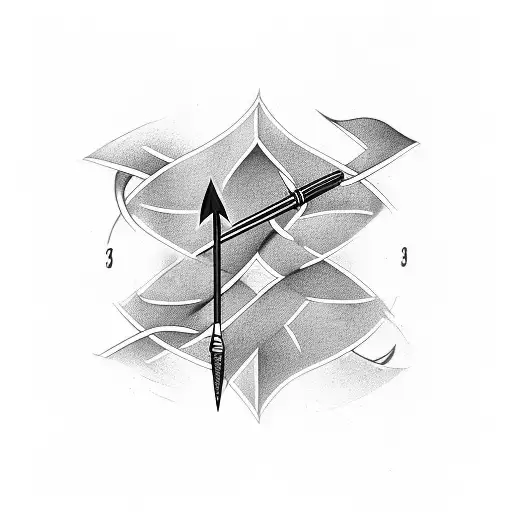 Arrow intertwined with the birth date of my child in blackwork style tattoo design idea