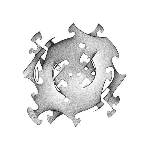 puzzle piece on fire  tattoo design idea