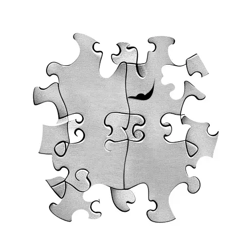 puzzle piece on fire tattoo design idea