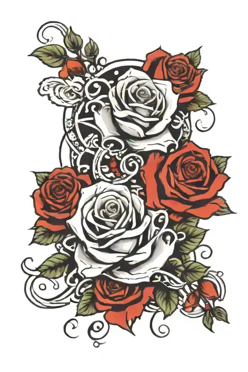 Roses, daughter name Nema, Tangled surrounded tattoo design idea