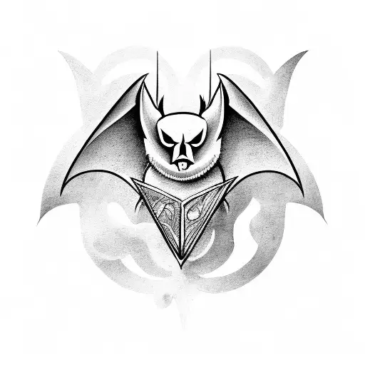Bat and word haha tattoo design idea