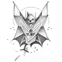 Bat and word haha tattoo design idea
