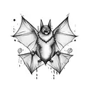 Bat and word haha tattoo design idea