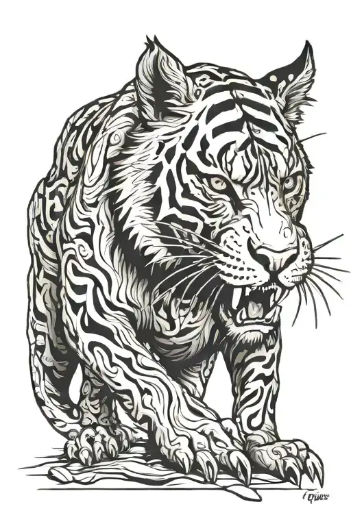 sabertooth tiger tattoo design idea