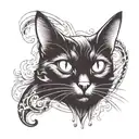 black cat head looking tattoo design idea