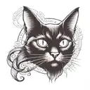 black cat head looking tattoo design idea