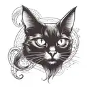 black cat head looking tattoo design idea