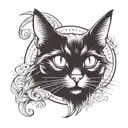 black cat head looking tattoo design idea