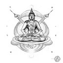 abracadabra, wizard, sagittarius, buddha tattoo design idea