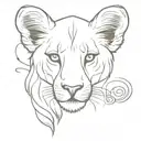 lion cub with fox tattoo design idea