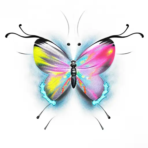 butterfly with smoke trail tattoo design idea