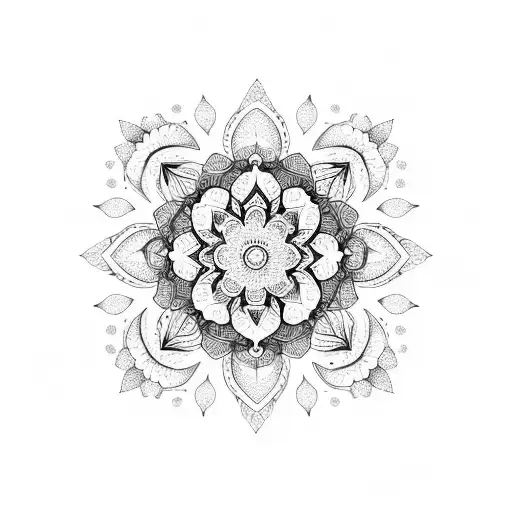 mandala with flowers tattoo design idea