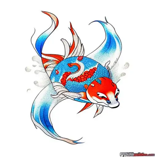 firefox and koi fish tattoo design idea
