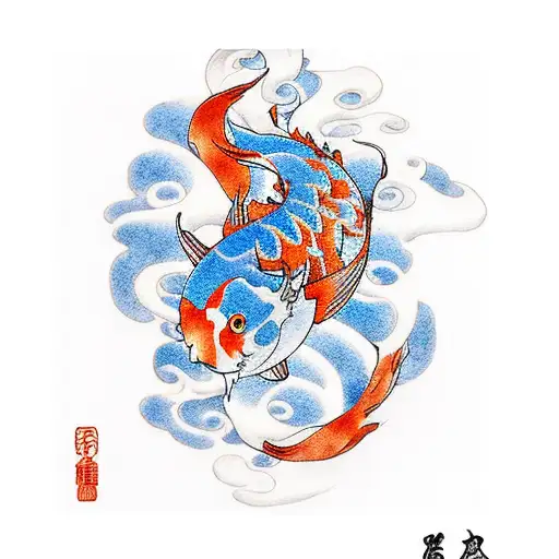 firefox and koi fish tattoo design idea