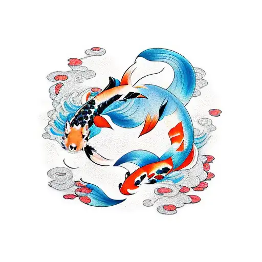 firefox between koi fish tattoo design idea