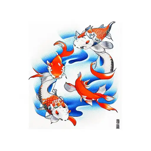firefox between koi fish tattoo design idea