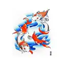 firefox between koi fish tattoo design idea