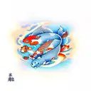 firefox between koi fish tattoo design idea
