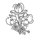 memorial tattoo including a snowdrop, larkspur, lily of the valley, daisy tattoo design idea