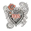 2 letter Ds in the shape of a heart tattoo design idea
