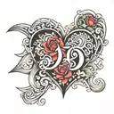 2 letter Ds in the shape of a heart tattoo design idea