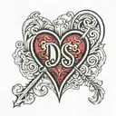 2 letter Ds in the shape of a heart tattoo design idea
