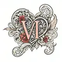 2 letter Ds in the shape of a heart tattoo design idea