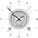 Hourglass The top of the clock should be raindrops. In the centre, must be a flame. And the bottom must be sand tattoo design idea