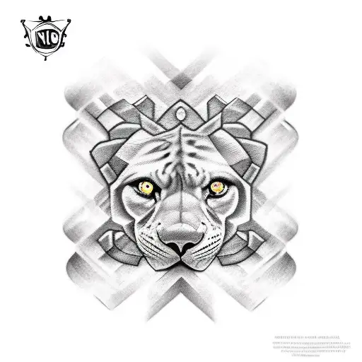 leão com cruz nos olhos  tattoo design idea