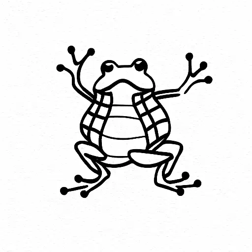 frog with chance, sporty jackets. minimalist  tattoo design idea