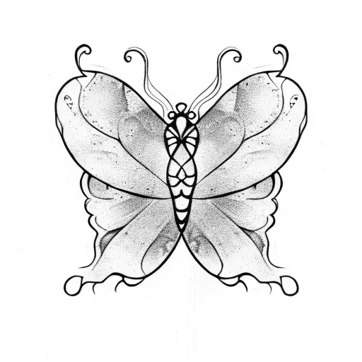 BUTTERFLY WITH TRIBAL ARMS tattoo design idea