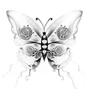 BUTTERFLY WITH TRIBAL tattoo design idea