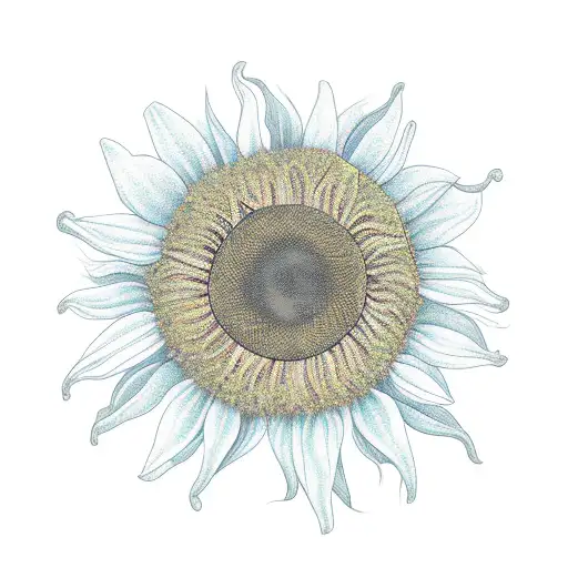 a sunflower, willow tree branch, and meadow flowers tattoo design idea